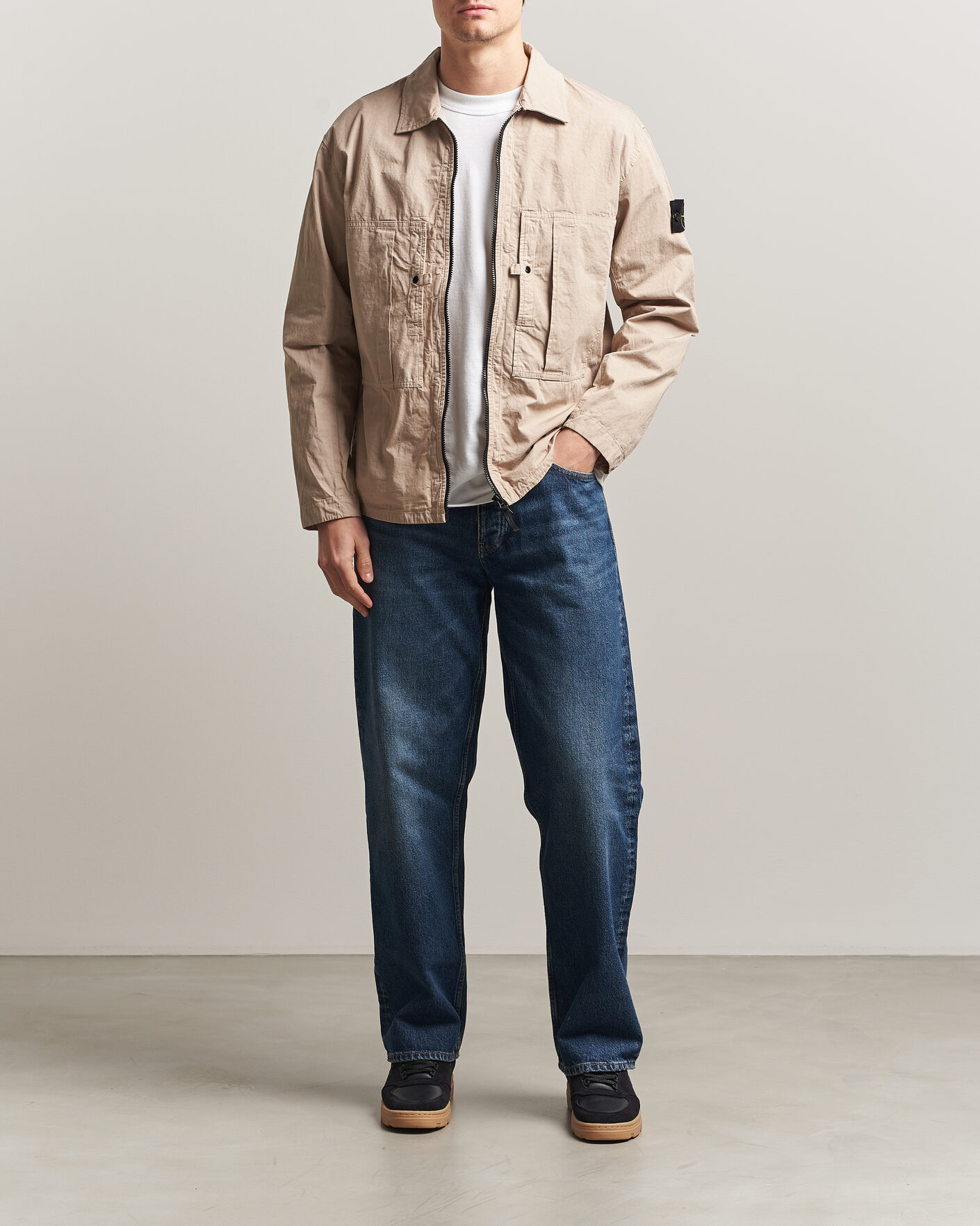 Hombres | Camisas | Stone Island | Cotton Ripstop Zip Overshirt Desert