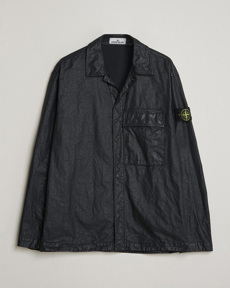Hombres | Camisas | Stone Island | Garment Dyed Nylon Zip Overshirt Black
