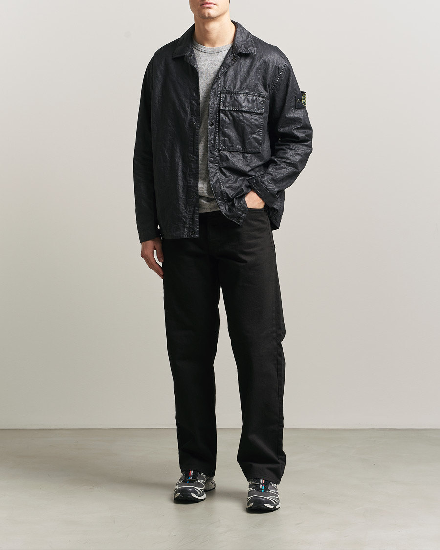 Hombres | Camisas | Stone Island | Garment Dyed Nylon Zip Overshirt Black