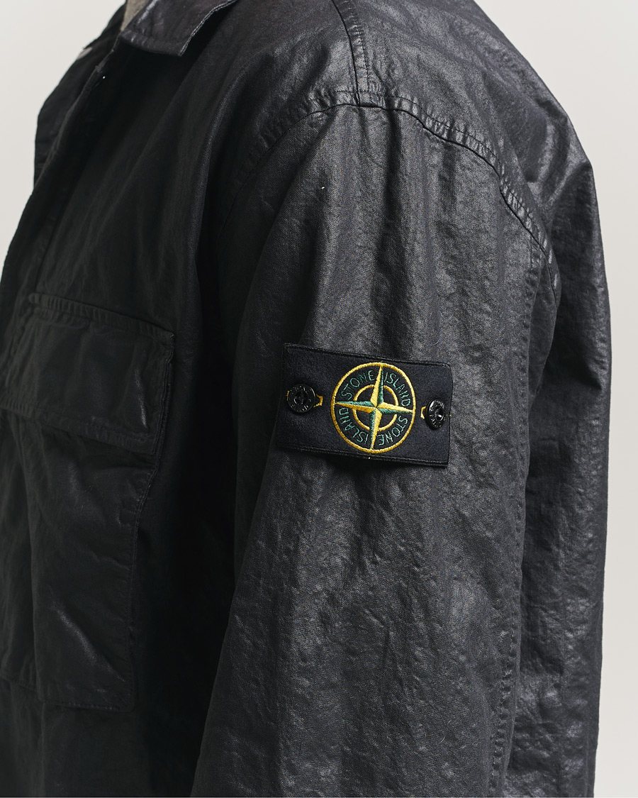 Hombres | Camisas | Stone Island | Garment Dyed Nylon Zip Overshirt Black