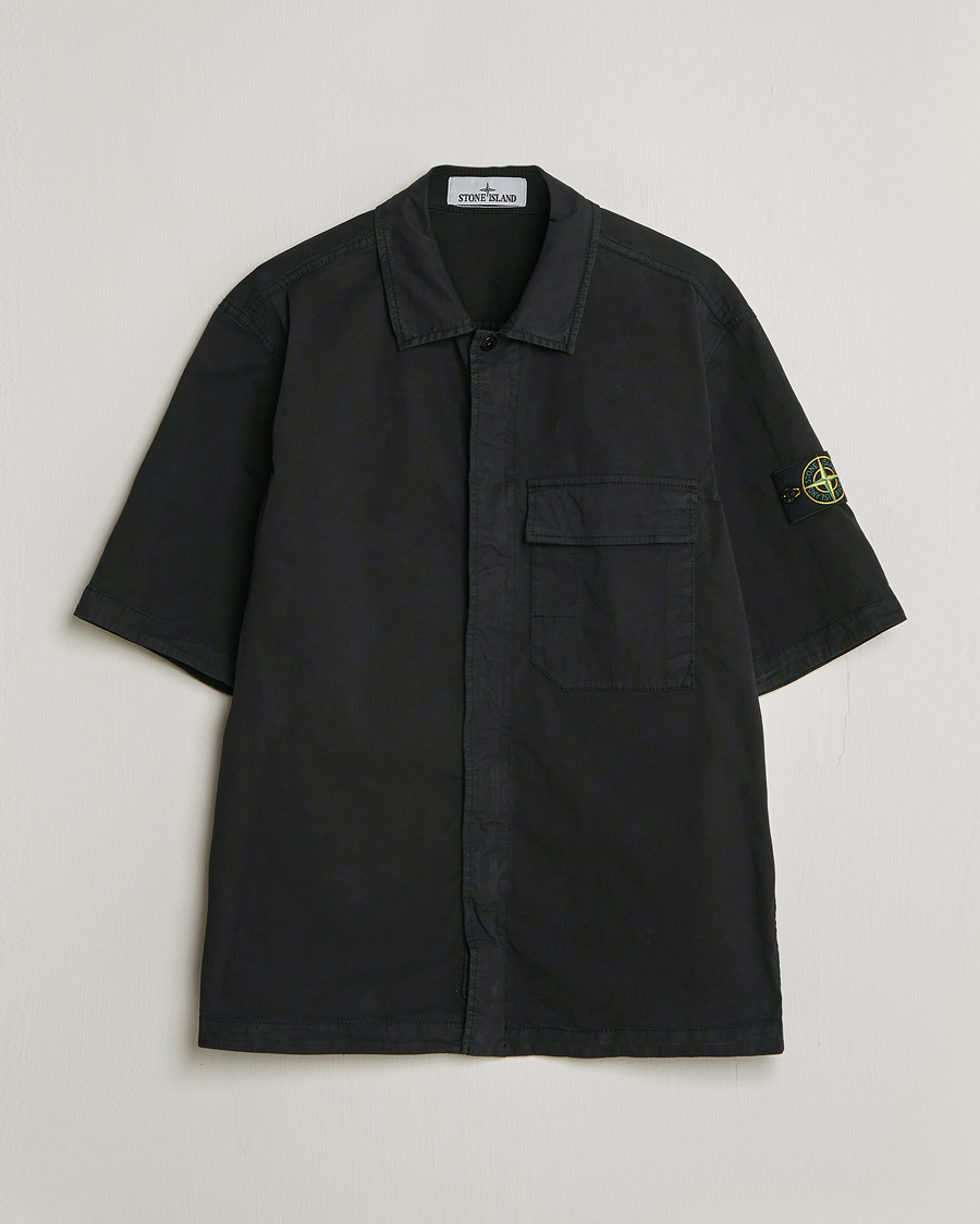 Hombres | Camisas | Stone Island | Organic Cotton Twill Short Sleeve Shirt Black