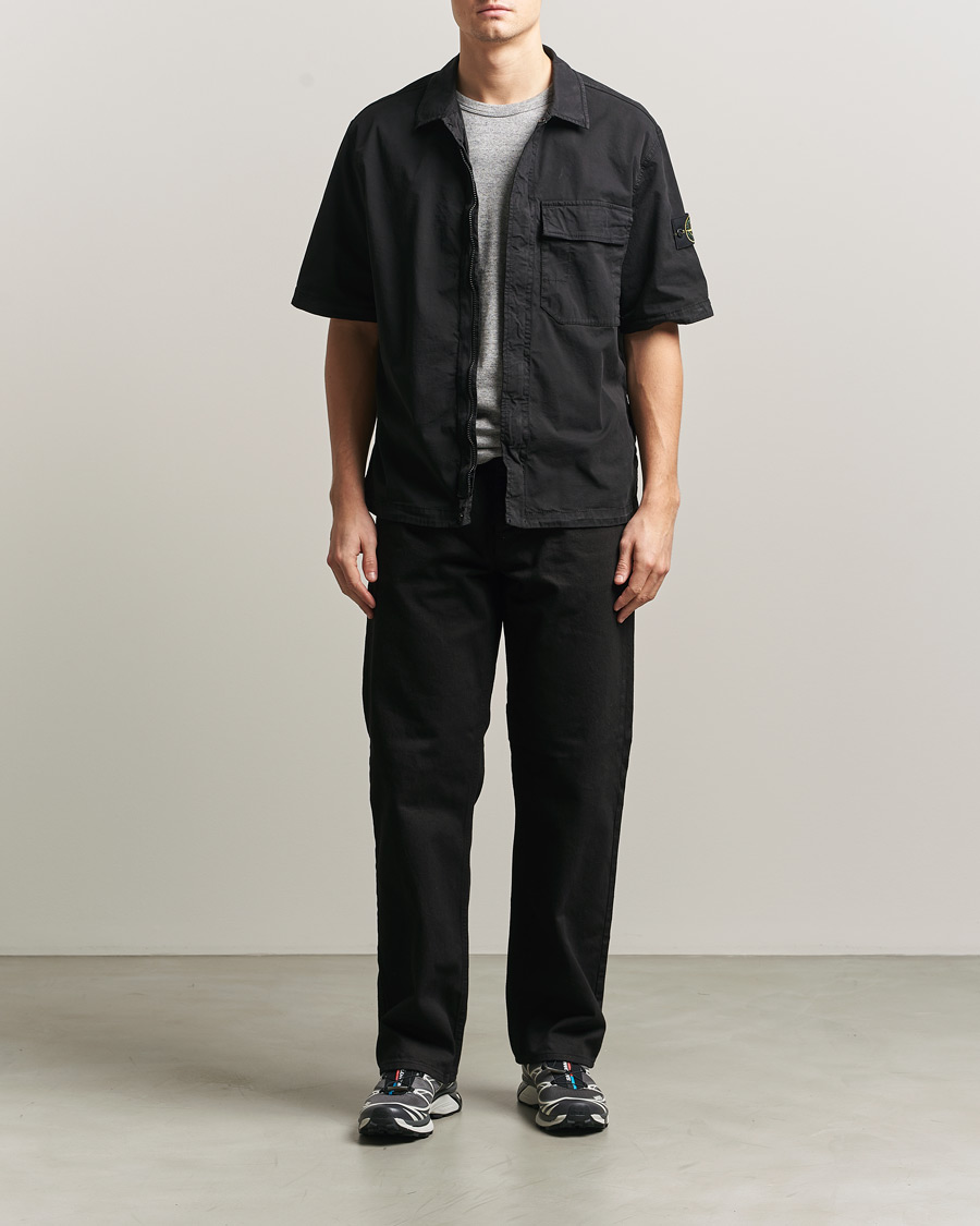 Hombres | Camisas | Stone Island | Organic Cotton Twill Short Sleeve Shirt Black