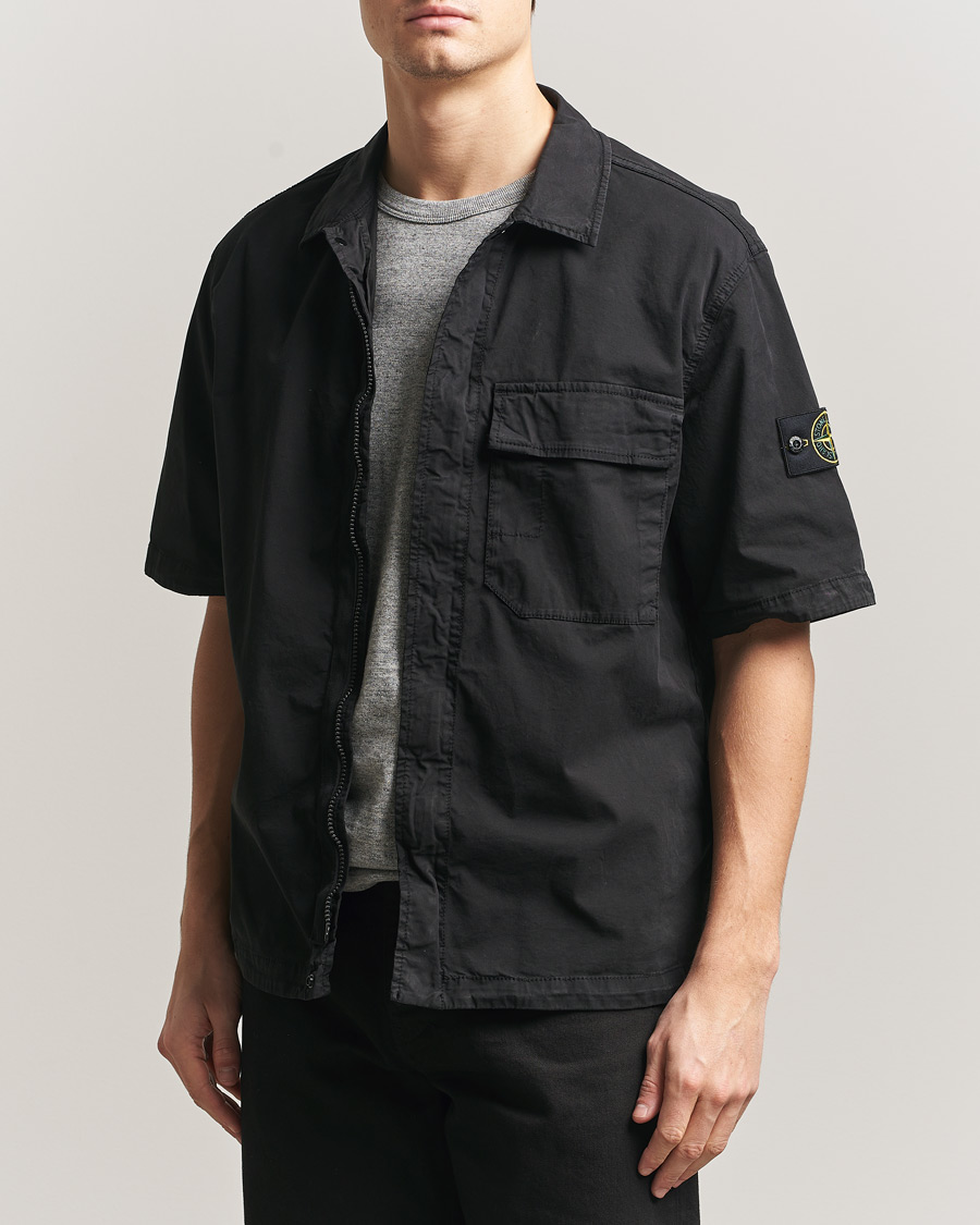 Hombres | Camisas | Stone Island | Organic Cotton Twill Short Sleeve Shirt Black