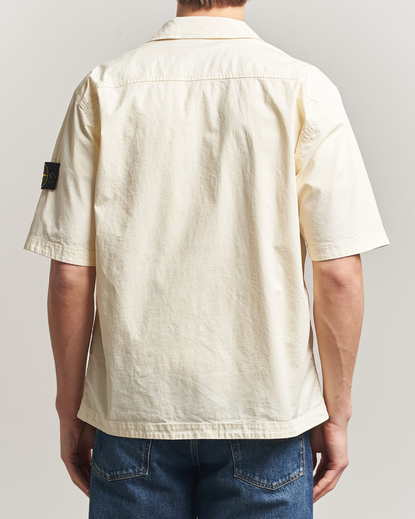 Hombres | Camisas | Stone Island | Organic Cotton Twill Short Sleeve Shirt Ivory