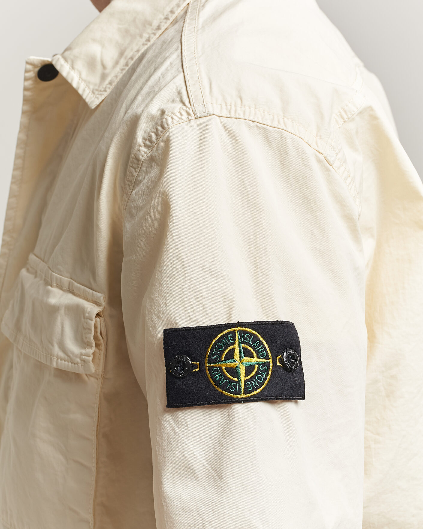 Hombres | Camisas | Stone Island | Organic Cotton Twill Short Sleeve Shirt Ivory