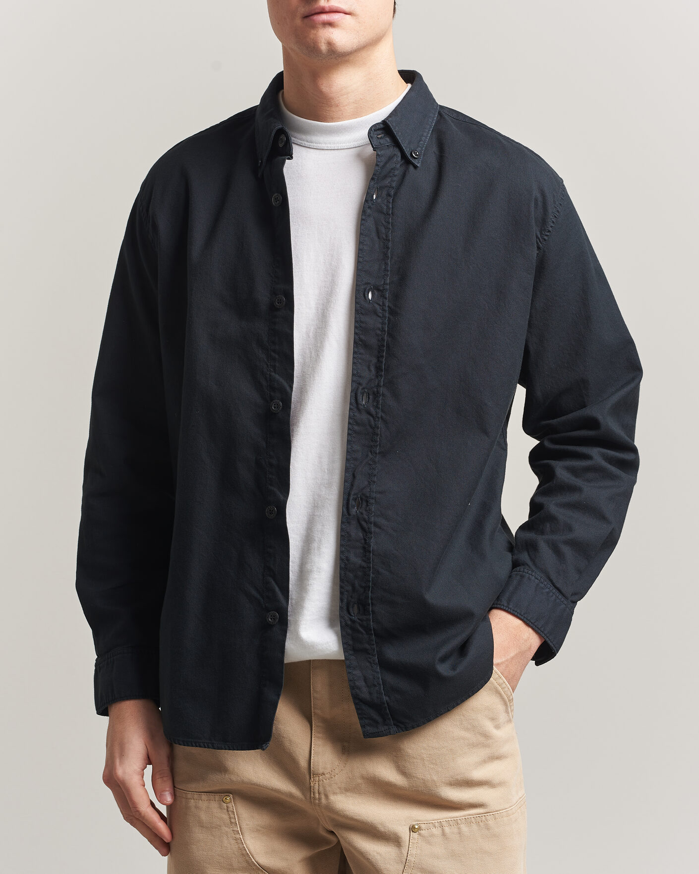Hombres | Camisas | Stone Island | Organic Cotton Oxford Shirt Navy