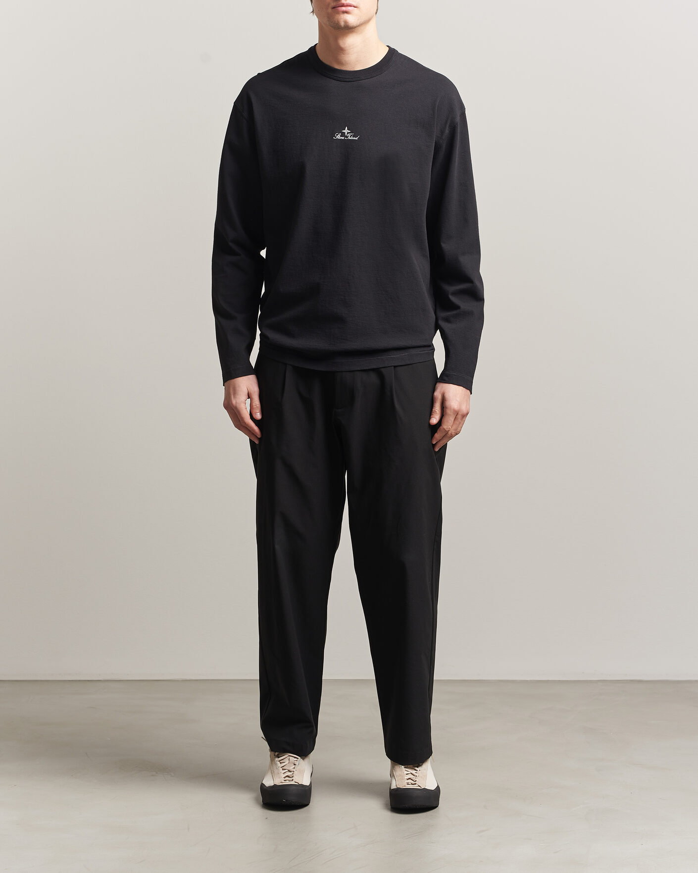 Hombres | Camisetas | Stone Island | Organic Cotton Jersey Long Sleeve Logo T-Shirt Black