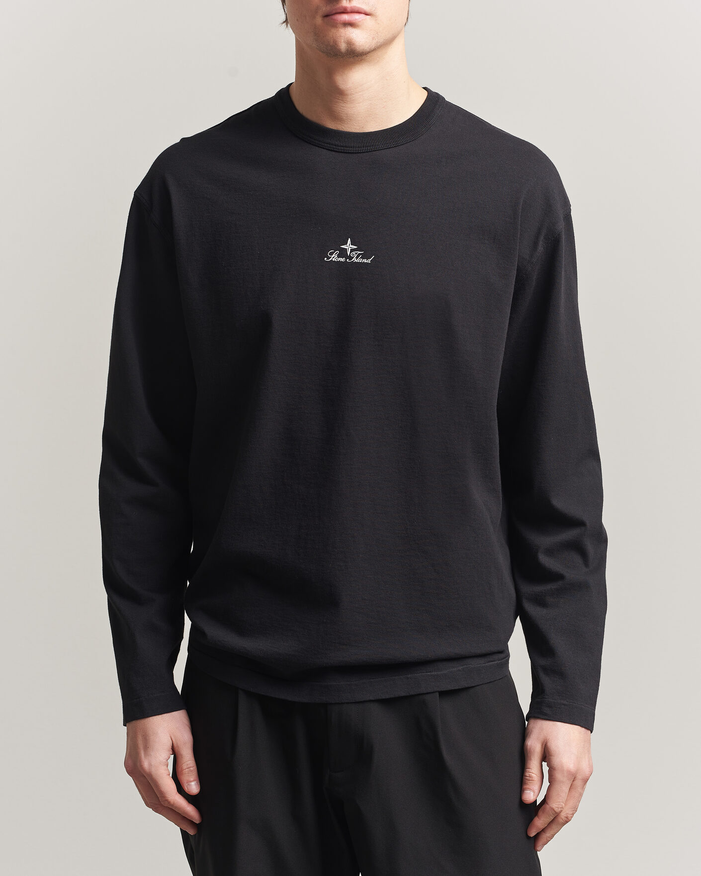 Hombres | Camisetas | Stone Island | Organic Cotton Jersey Long Sleeve Logo T-Shirt Black