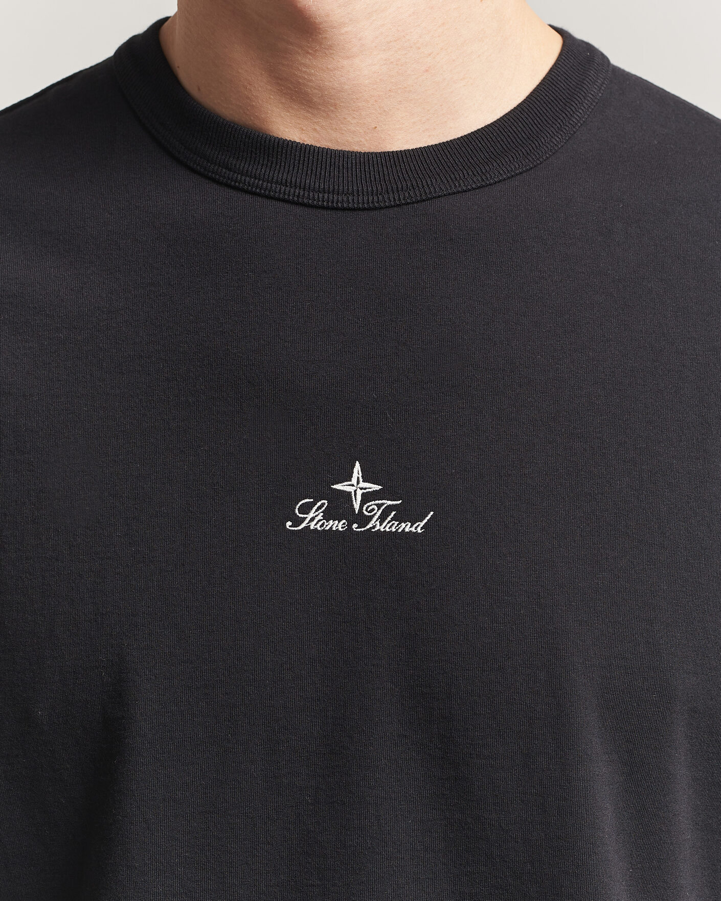 Hombres | Camisetas | Stone Island | Organic Cotton Jersey Long Sleeve Logo T-Shirt Black