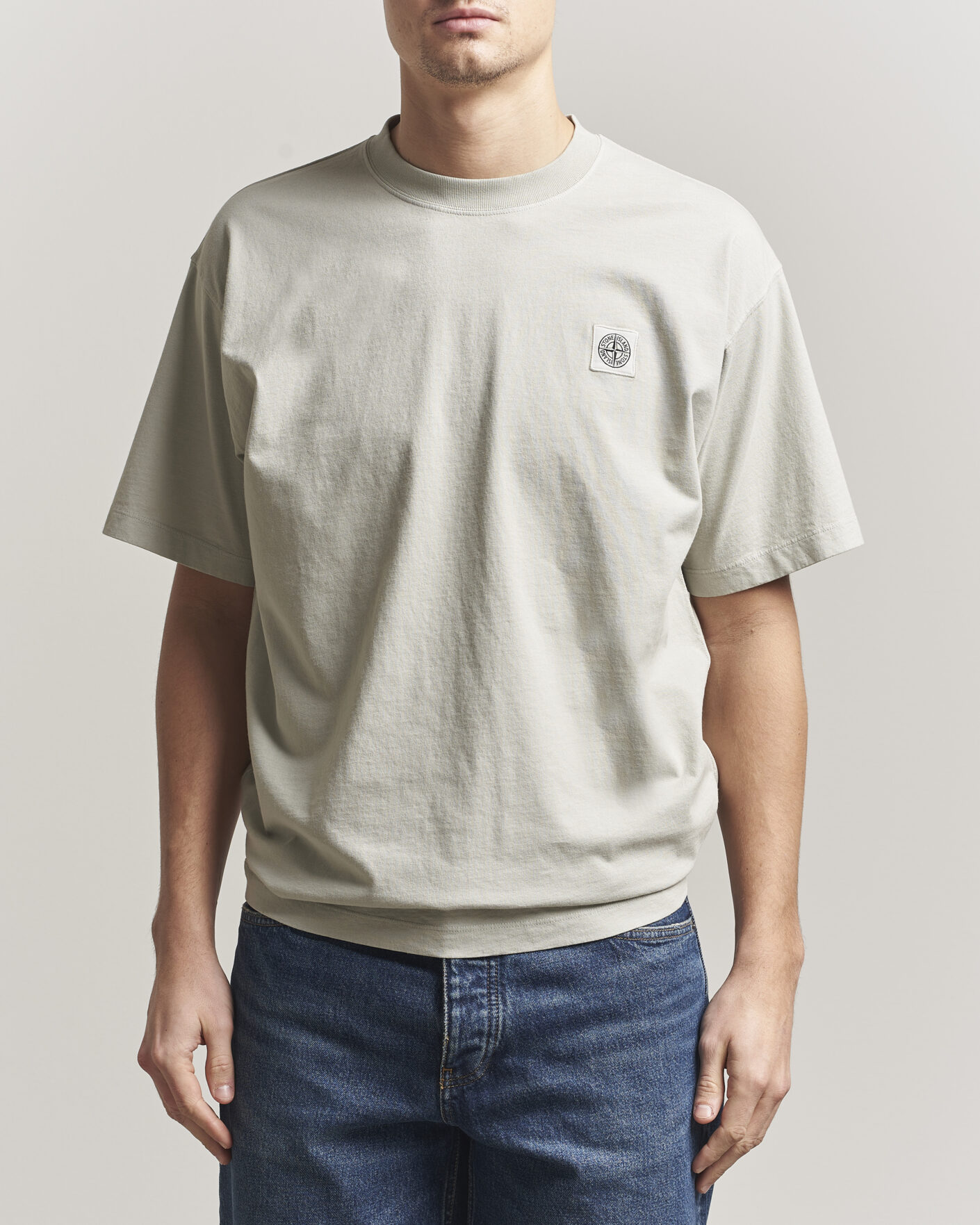 Hombres | Camisetas | Stone Island | Combed Organic Cotton T-Shirt Pearl Grey