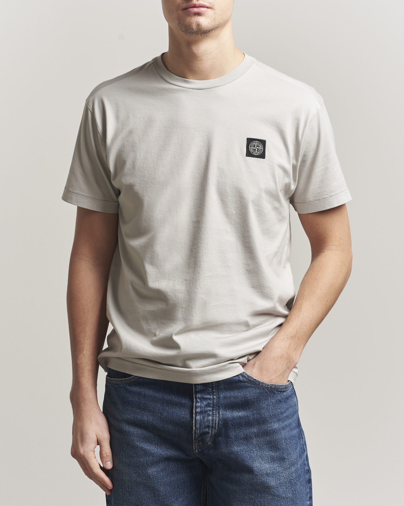 Hombres | Camisetas | Stone Island | Garment Dyed Cotton Jersey T-Shirt Pearl Grey