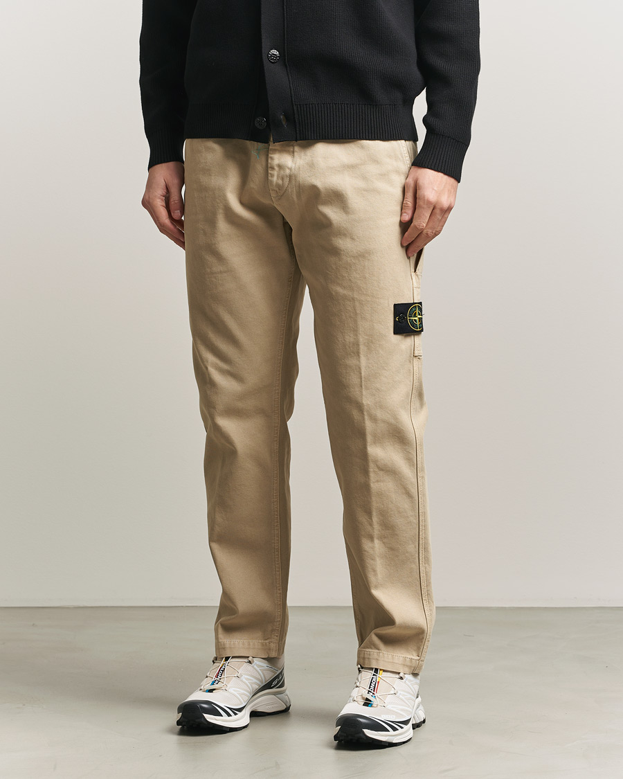 Hombres | Pantalones | Stone Island | Organic Panama Cotton Trousers Desert