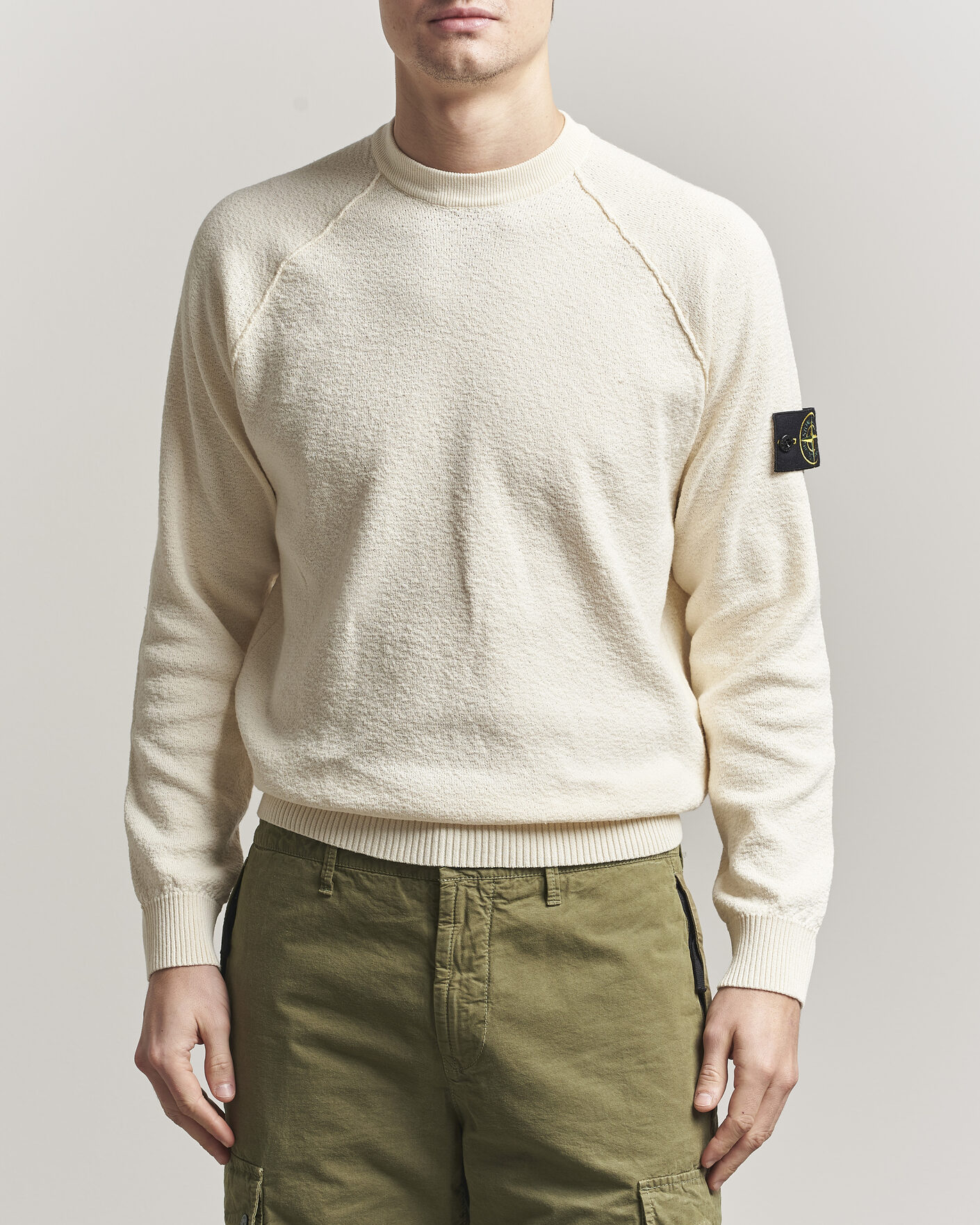 Hombres | Jerséis y prendas de punto | Stone Island | Raw Hand Organic Cotton Crewneck Ivory