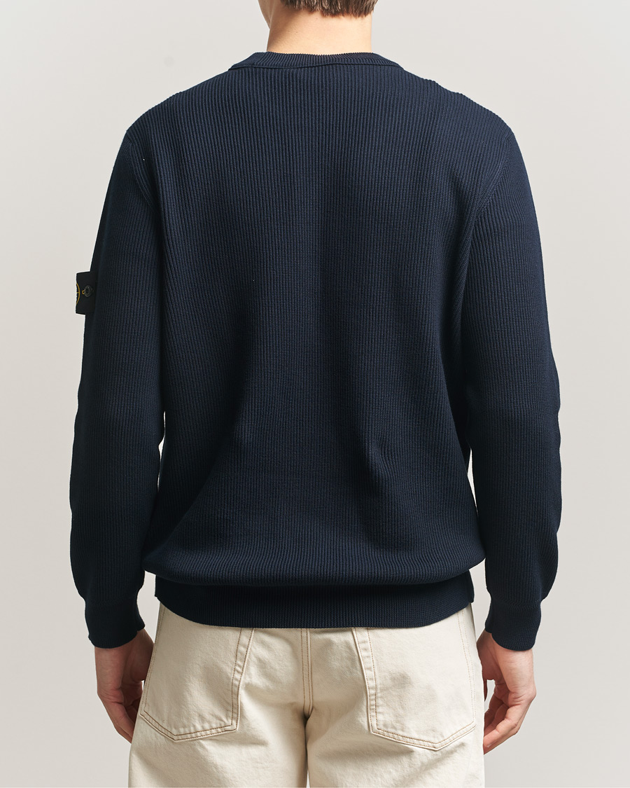 Hombres | Jerséis y prendas de punto | Stone Island | Ribbed Soft Organic Cotton Crewneck Navy