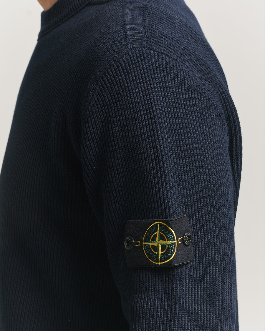 Hombres | Jerséis y prendas de punto | Stone Island | Ribbed Soft Organic Cotton Crewneck Navy
