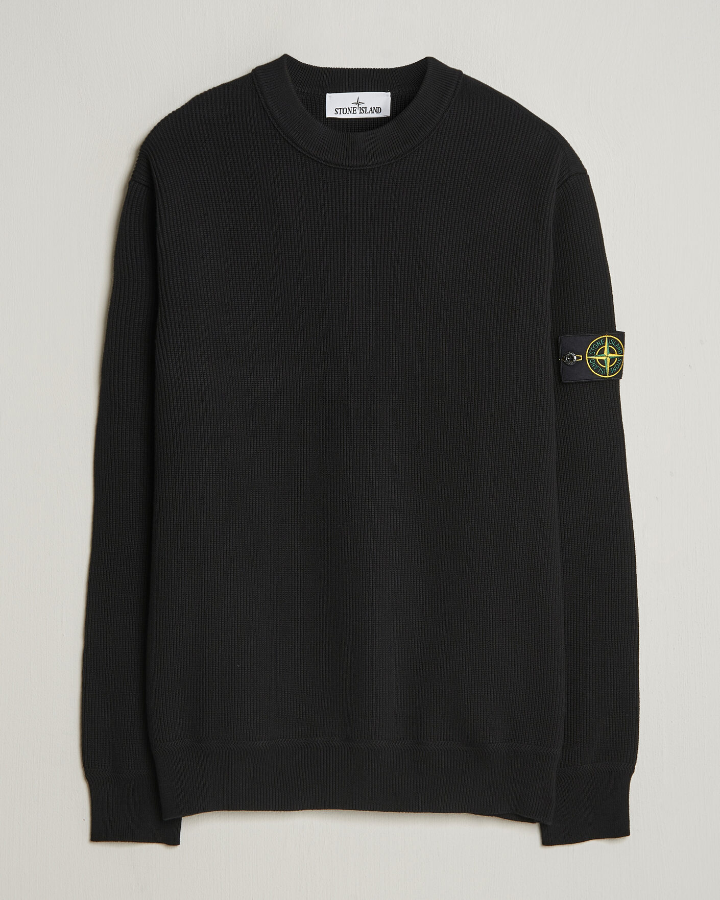 Hombres | Jerséis y prendas de punto | Stone Island | Ribbed Soft Organic Cotton Crewneck Black
