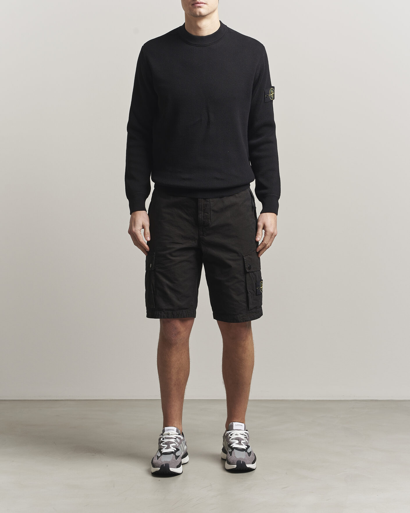 Hombres | Jerséis y prendas de punto | Stone Island | Ribbed Soft Organic Cotton Crewneck Black