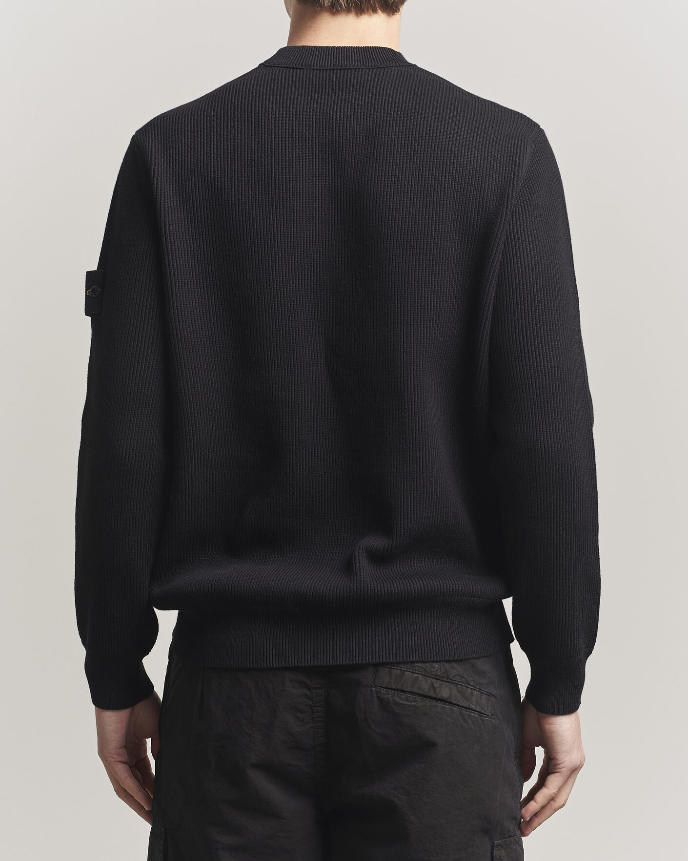 Hombres | Jerséis y prendas de punto | Stone Island | Ribbed Soft Organic Cotton Crewneck Black