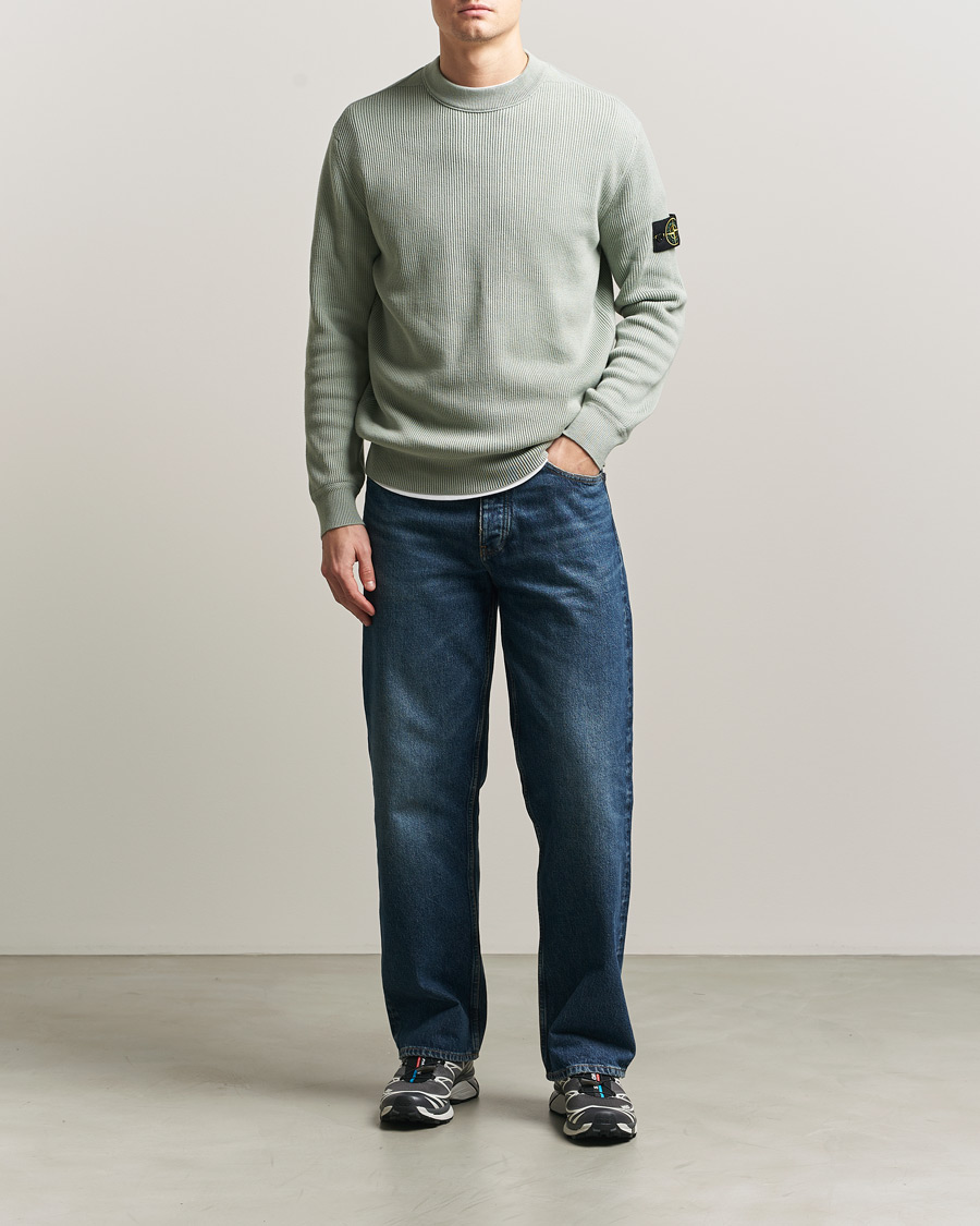 Hombres | Jerséis y prendas de punto | Stone Island | Ribbed Soft Organic Cotton Crewneck Sage