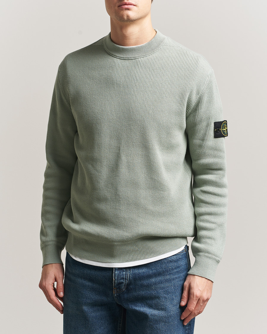 Hombres | Jerséis y prendas de punto | Stone Island | Ribbed Soft Organic Cotton Crewneck Sage