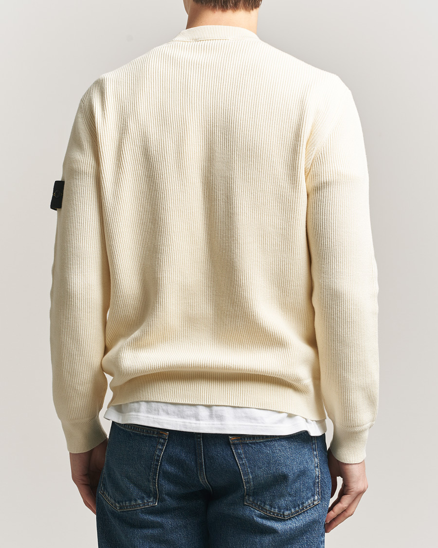 Hombres | Jerséis y prendas de punto | Stone Island | Ribbed Soft Organic Cotton Crewneck Ivory