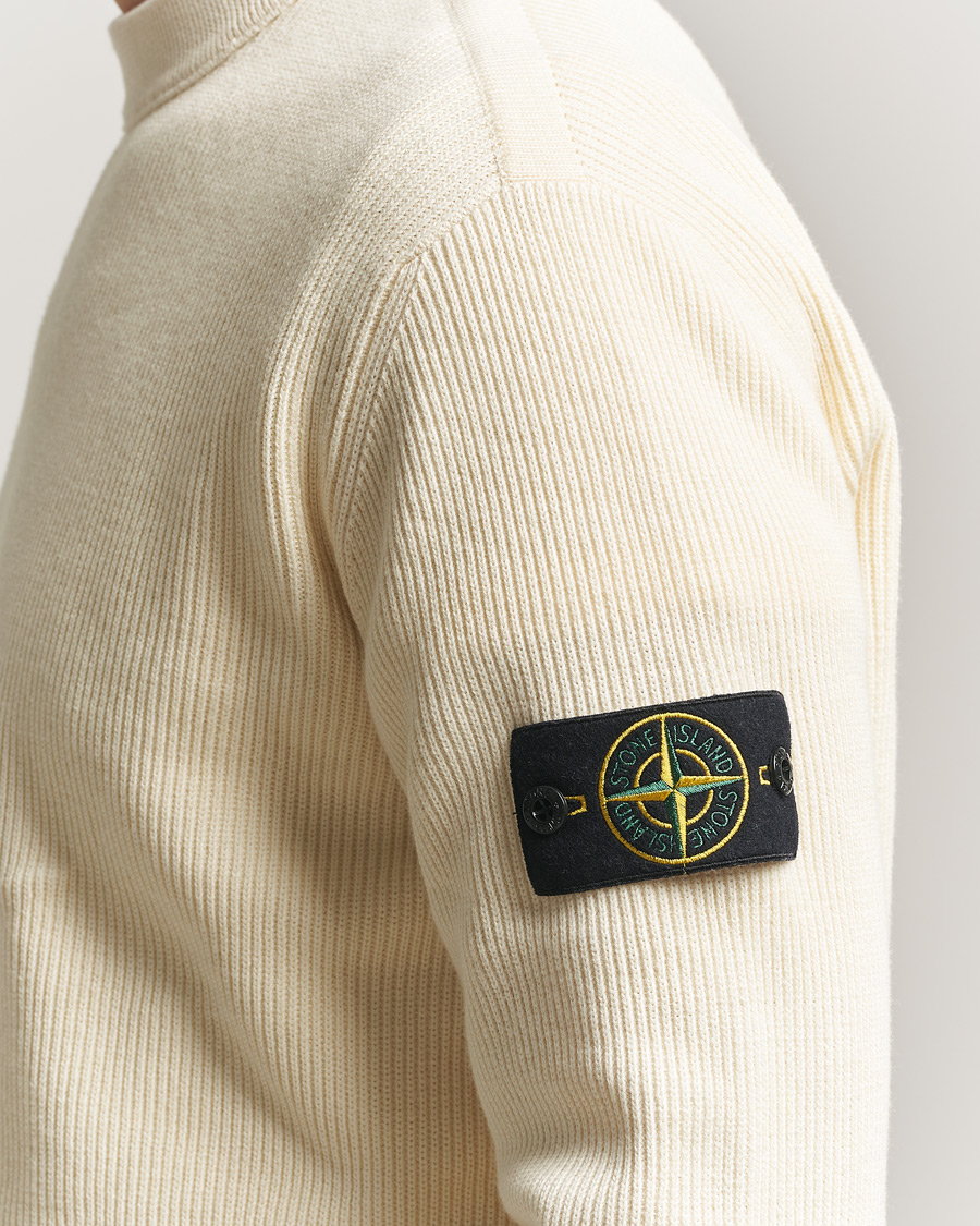 Hombres | Jerséis y prendas de punto | Stone Island | Ribbed Soft Organic Cotton Crewneck Ivory