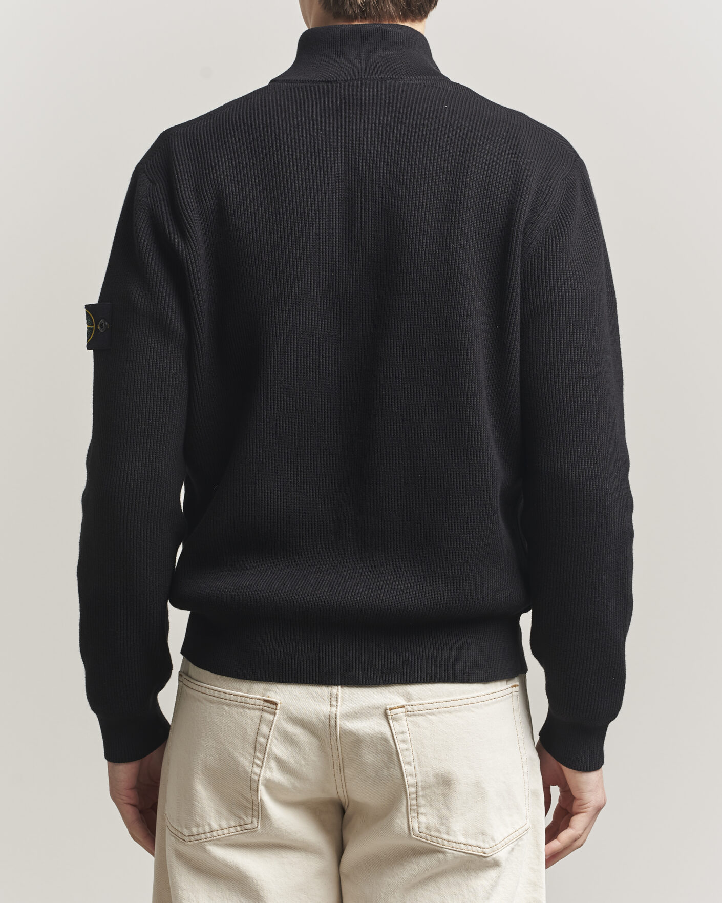 Hombres | Jerséis y prendas de punto | Stone Island | Ribbed Soft Organic Cotton Full Zip Black