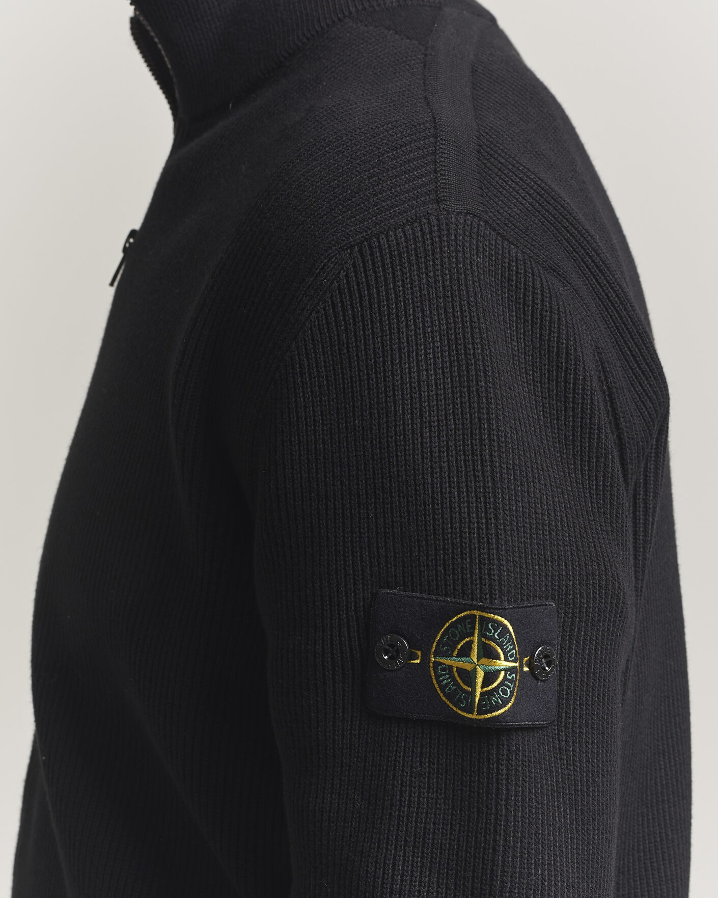 Hombres | Jerséis y prendas de punto | Stone Island | Ribbed Soft Organic Cotton Full Zip Black