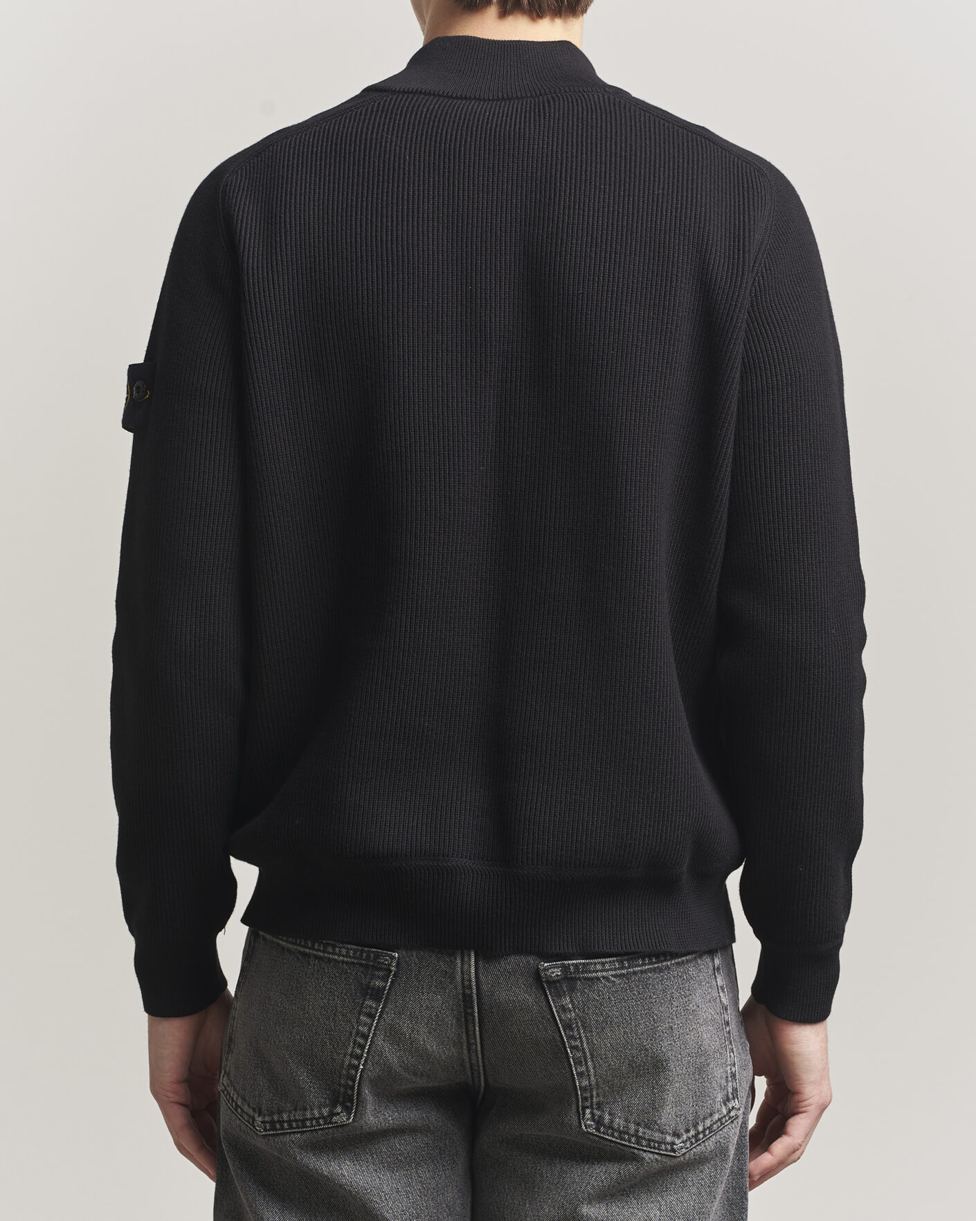 Hombres | Jerséis y prendas de punto | Stone Island | Ribbed Soft Organic Cotton Half Zip Black