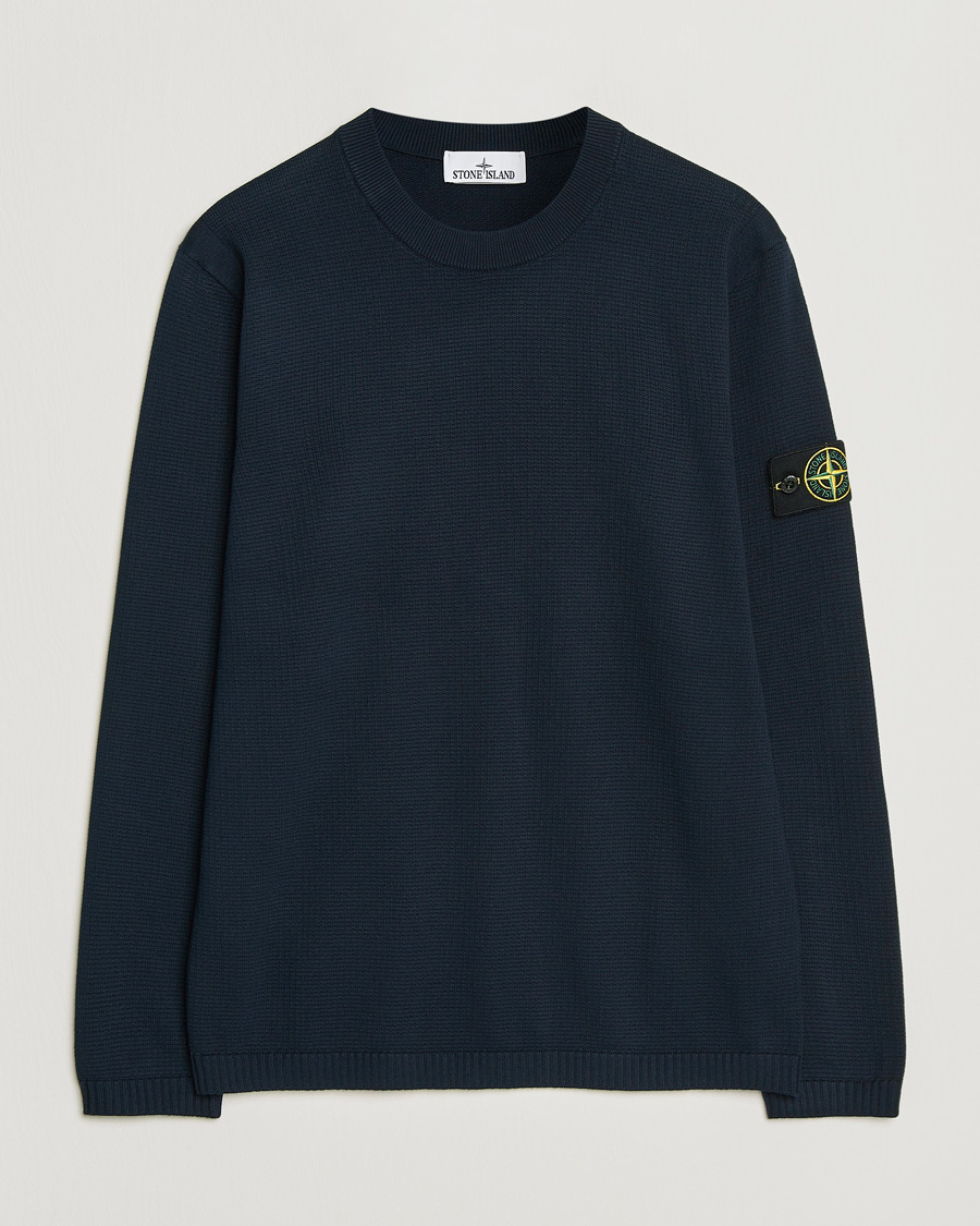 Hombres | Jerséis y prendas de punto | Stone Island | Micro Stitch Soft Organic Cotton Crewneck Navy