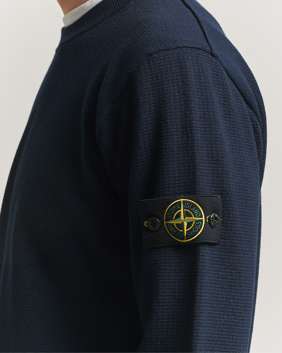Hombres | Jerséis y prendas de punto | Stone Island | Micro Stitch Soft Organic Cotton Crewneck Navy