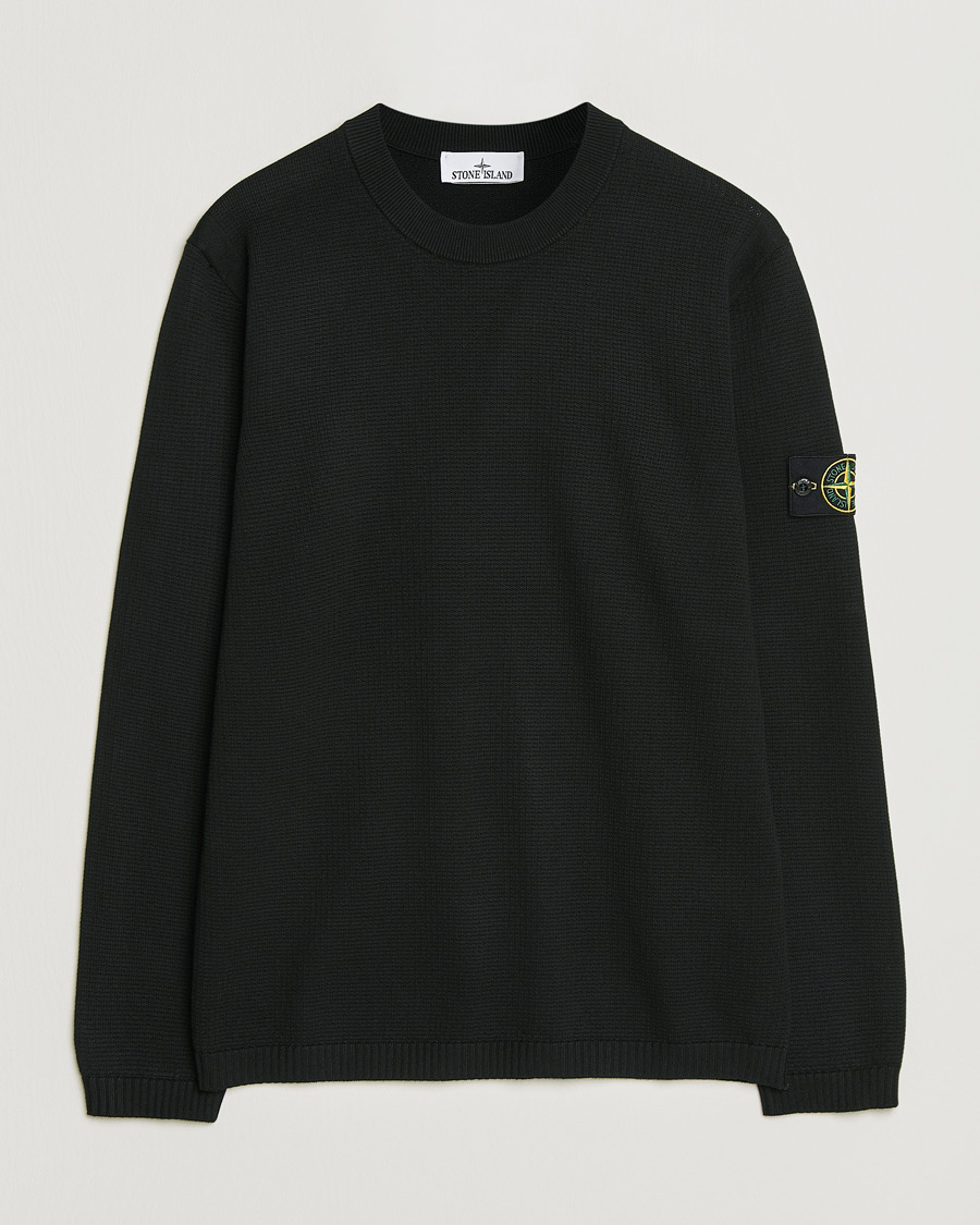 Hombres | Jerséis y prendas de punto | Stone Island | Micro Stitch Soft Organic Cotton Crewneck Black