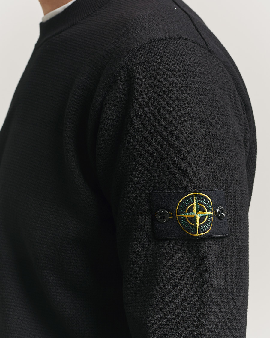 Hombres | Jerséis y prendas de punto | Stone Island | Micro Stitch Soft Organic Cotton Crewneck Black