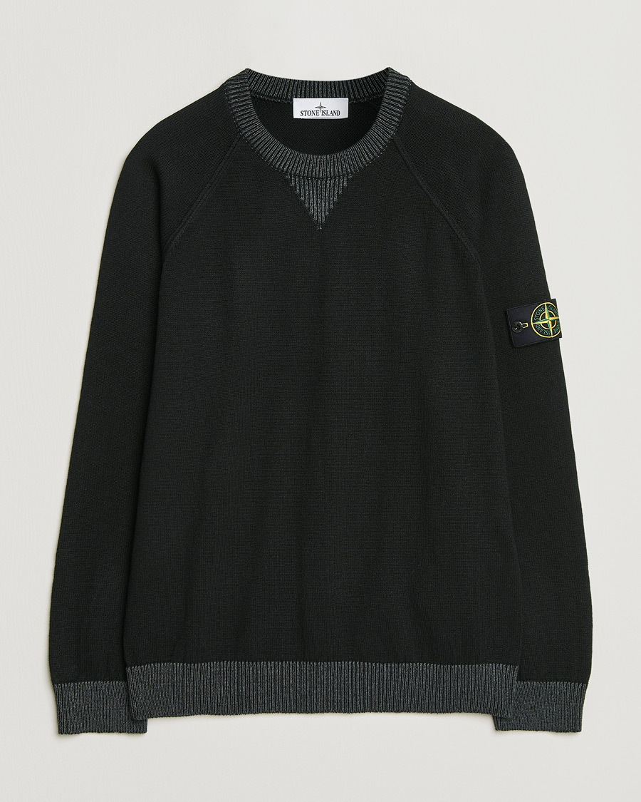 Hombres | Jerséis y prendas de punto | Stone Island | Raw Hand Organic Cotton Raglan Crewneck Black