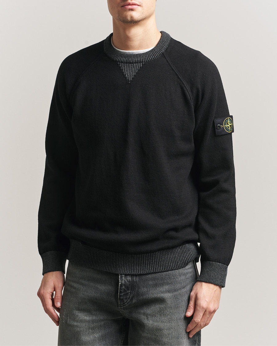 Hombres | Jerséis y prendas de punto | Stone Island | Raw Hand Organic Cotton Raglan Crewneck Black