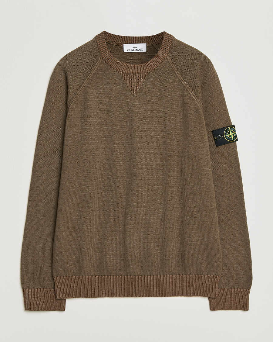 Hombres | Jerséis y prendas de punto | Stone Island | Raw Hand Organic Cotton Raglan Crewneck Umber
