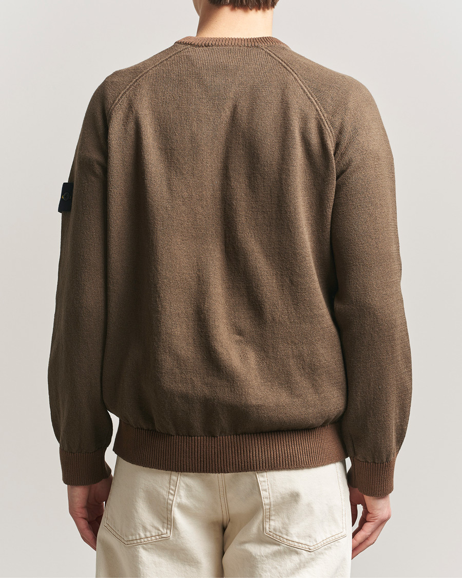 Hombres | Jerséis y prendas de punto | Stone Island | Raw Hand Organic Cotton Raglan Crewneck Umber