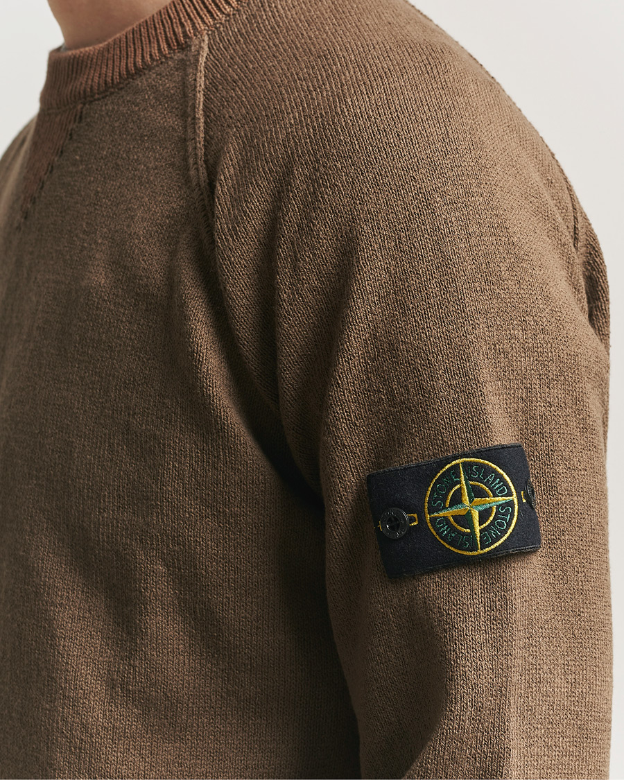 Hombres | Jerséis y prendas de punto | Stone Island | Raw Hand Organic Cotton Raglan Crewneck Umber