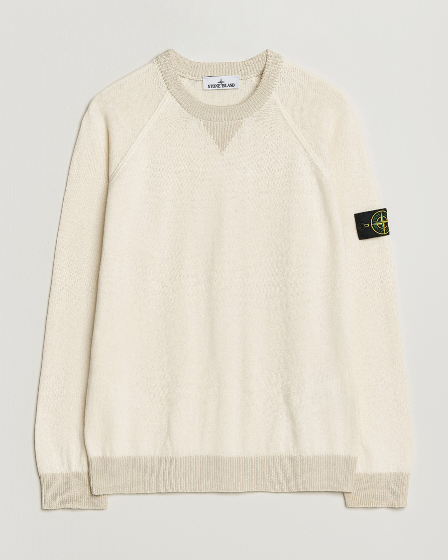 Hombres | Jerséis y prendas de punto | Stone Island | Raw Hand Organic Cotton Raglan Crewneck Ivory