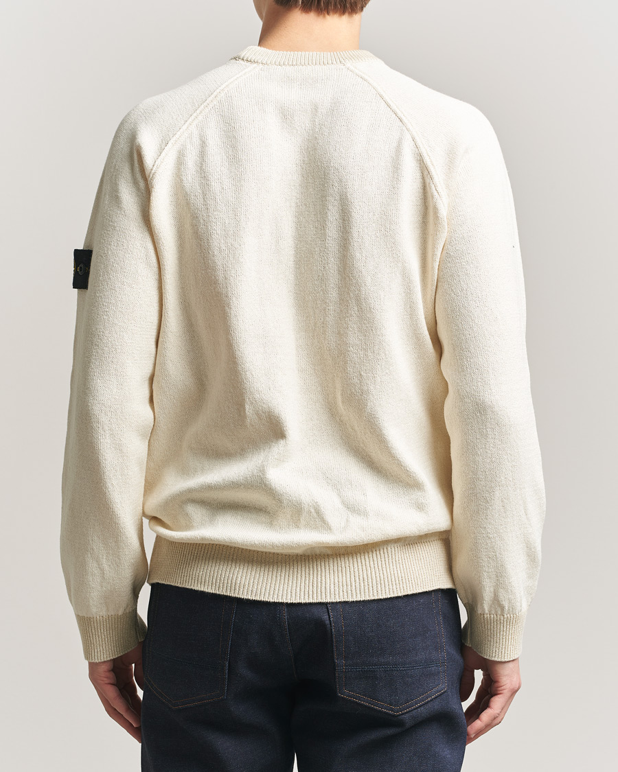 Hombres | Jerséis y prendas de punto | Stone Island | Raw Hand Organic Cotton Raglan Crewneck Ivory