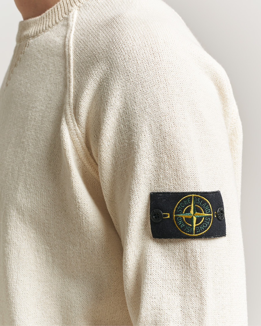 Hombres | Jerséis y prendas de punto | Stone Island | Raw Hand Organic Cotton Raglan Crewneck Ivory