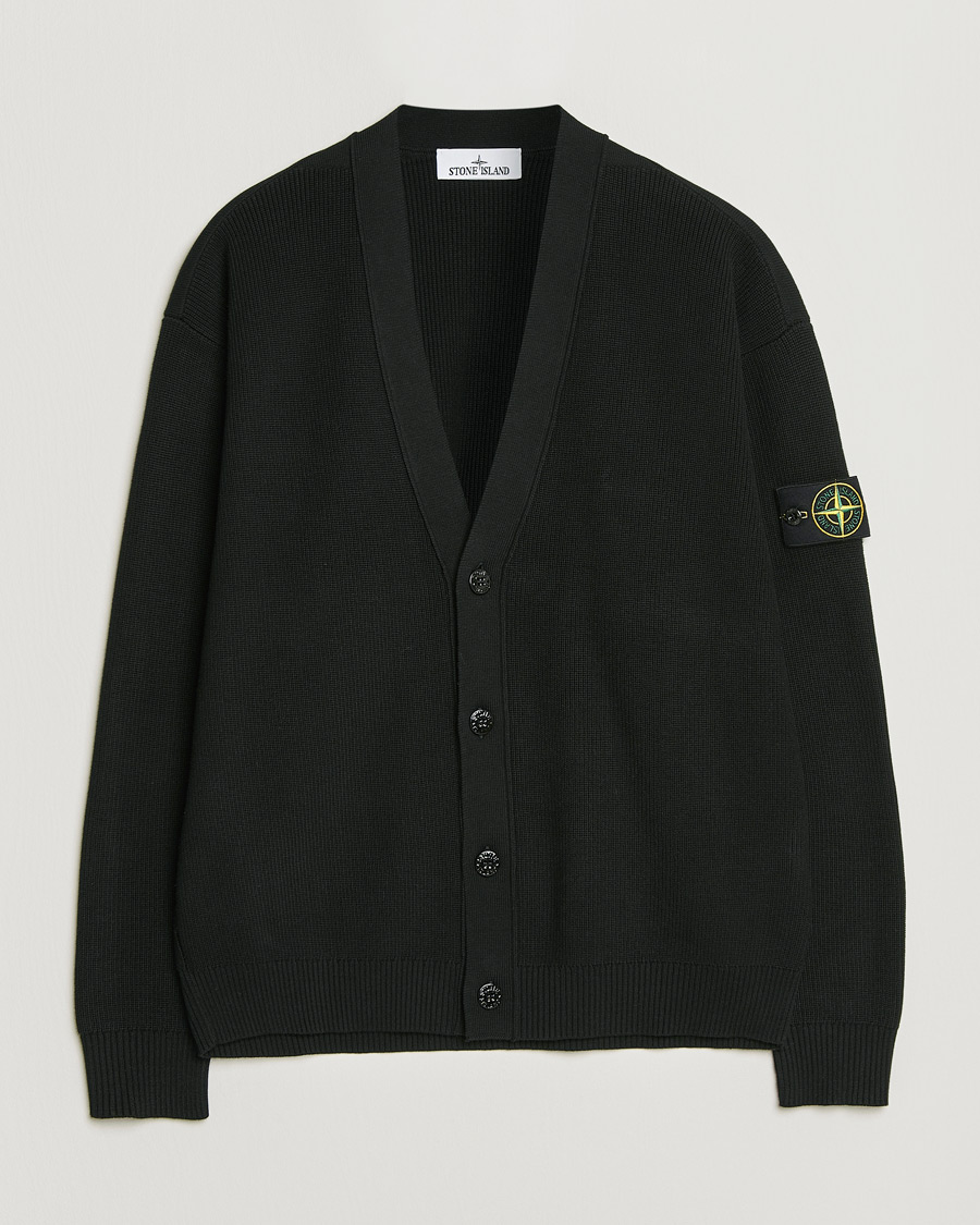 Hombres | Jerséis y prendas de punto | Stone Island | Ribbed Soft Organic Cotton Cardigan Black