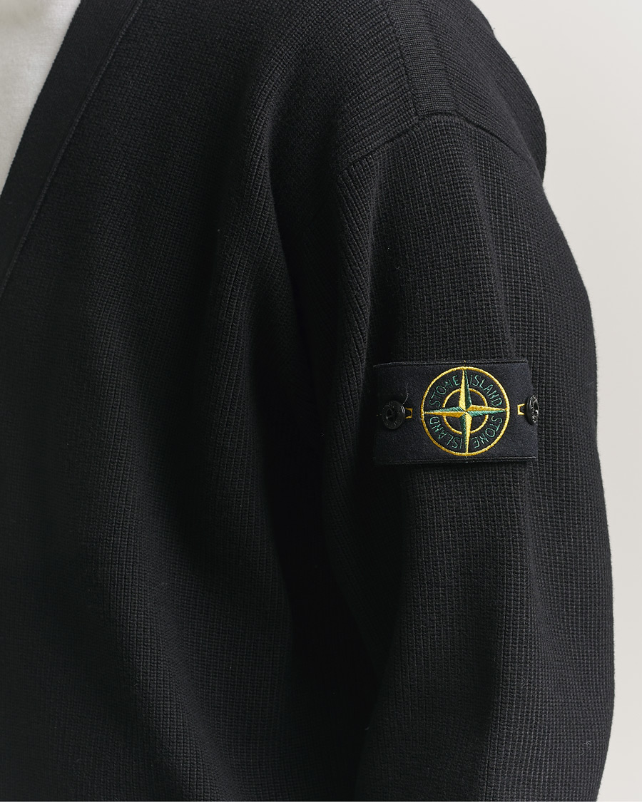 Hombres | Jerséis y prendas de punto | Stone Island | Ribbed Soft Organic Cotton Cardigan Black