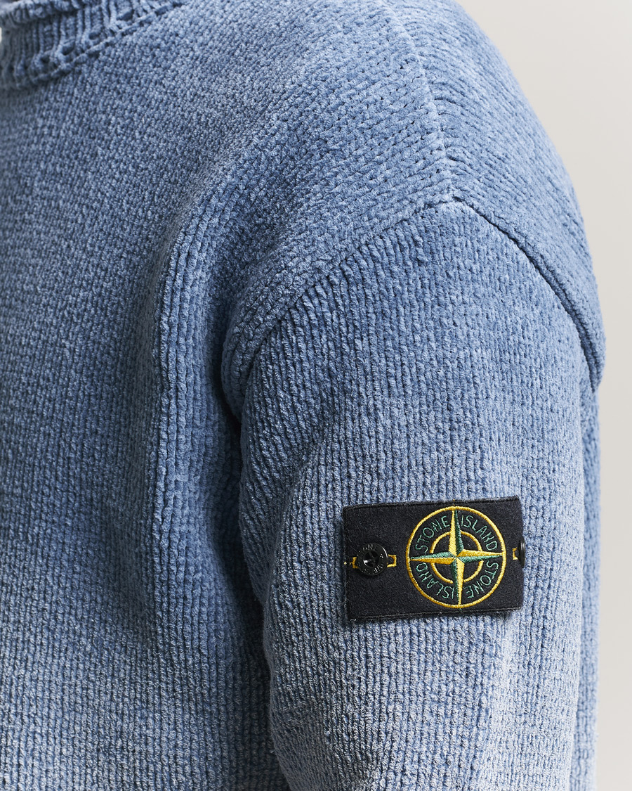Hombres | Jerséis y prendas de punto | Stone Island | Cotton Chenille Degrade Print Crewneck Dark Blue