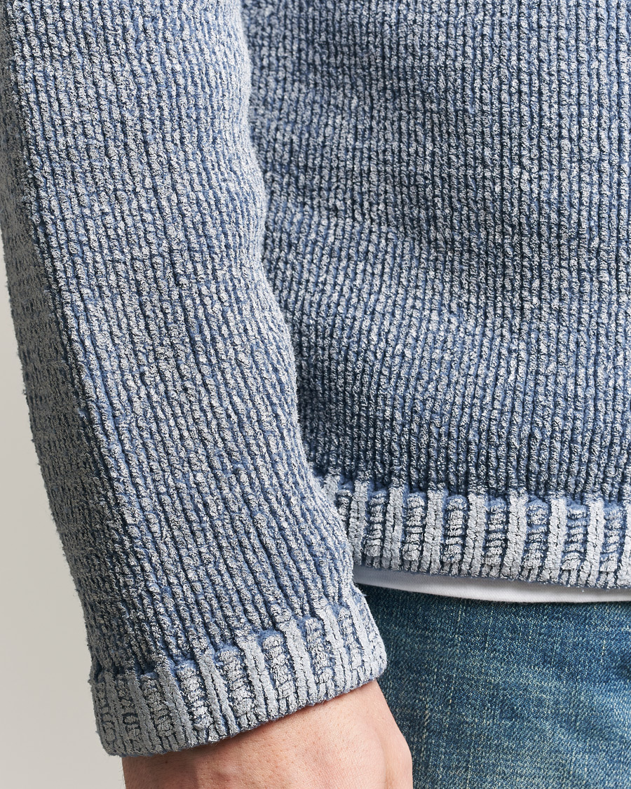 Hombres | Jerséis y prendas de punto | Stone Island | Cotton Chenille Degrade Print Crewneck Dark Blue