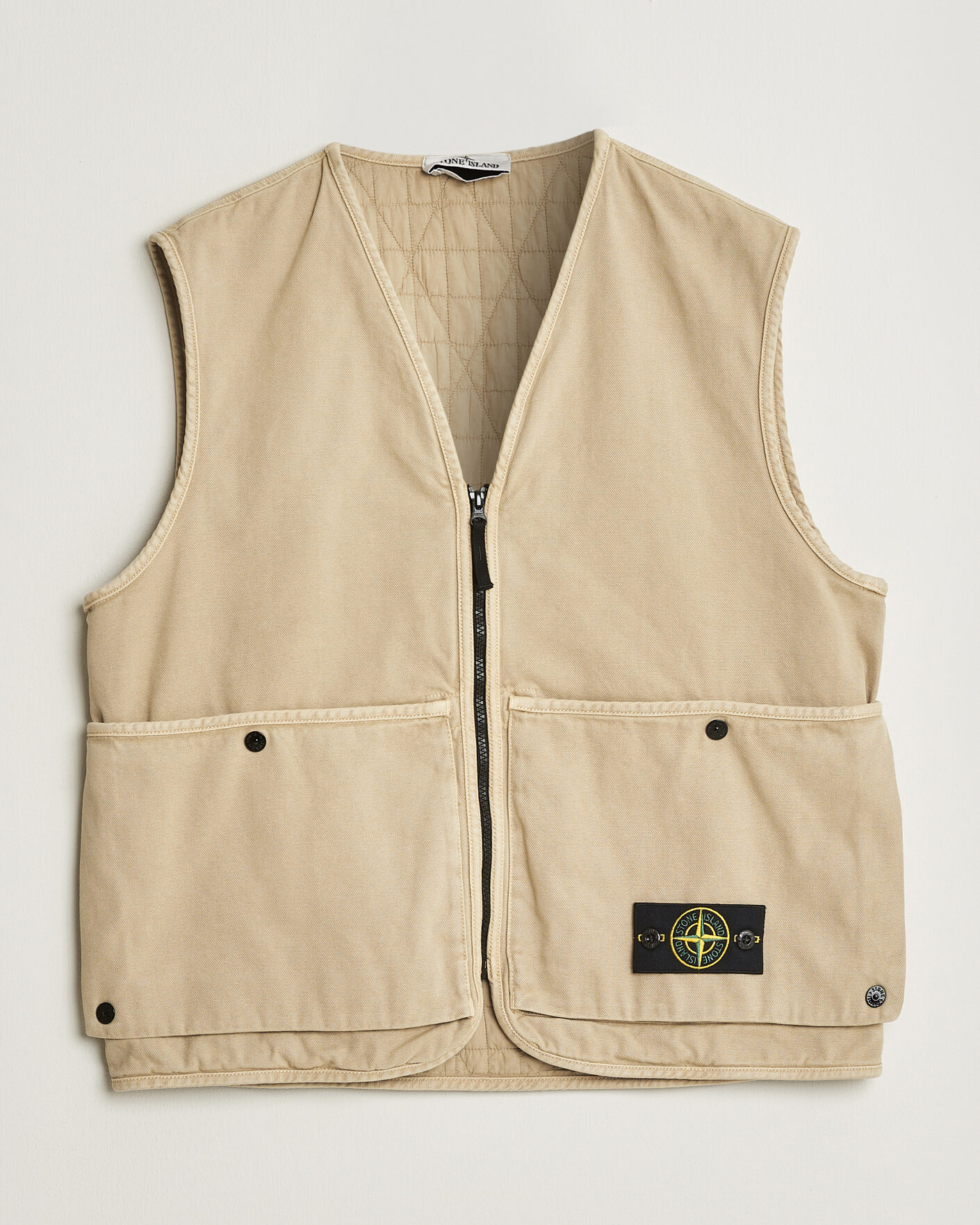 Hombres | Chalecos | Stone Island | Organic Panama Cotton Padded Vest Desert