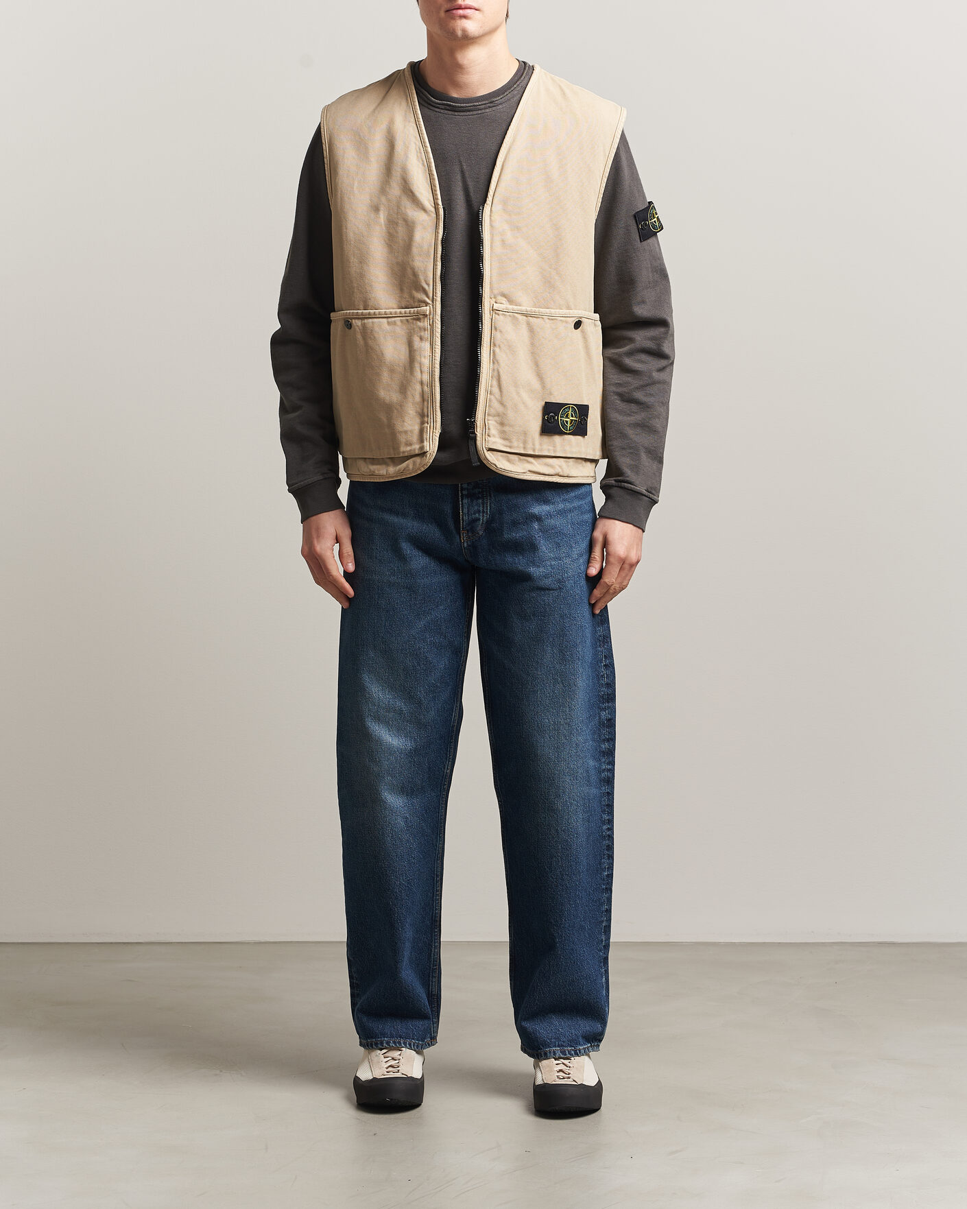 Hombres | Chalecos | Stone Island | Organic Panama Cotton Padded Vest Desert