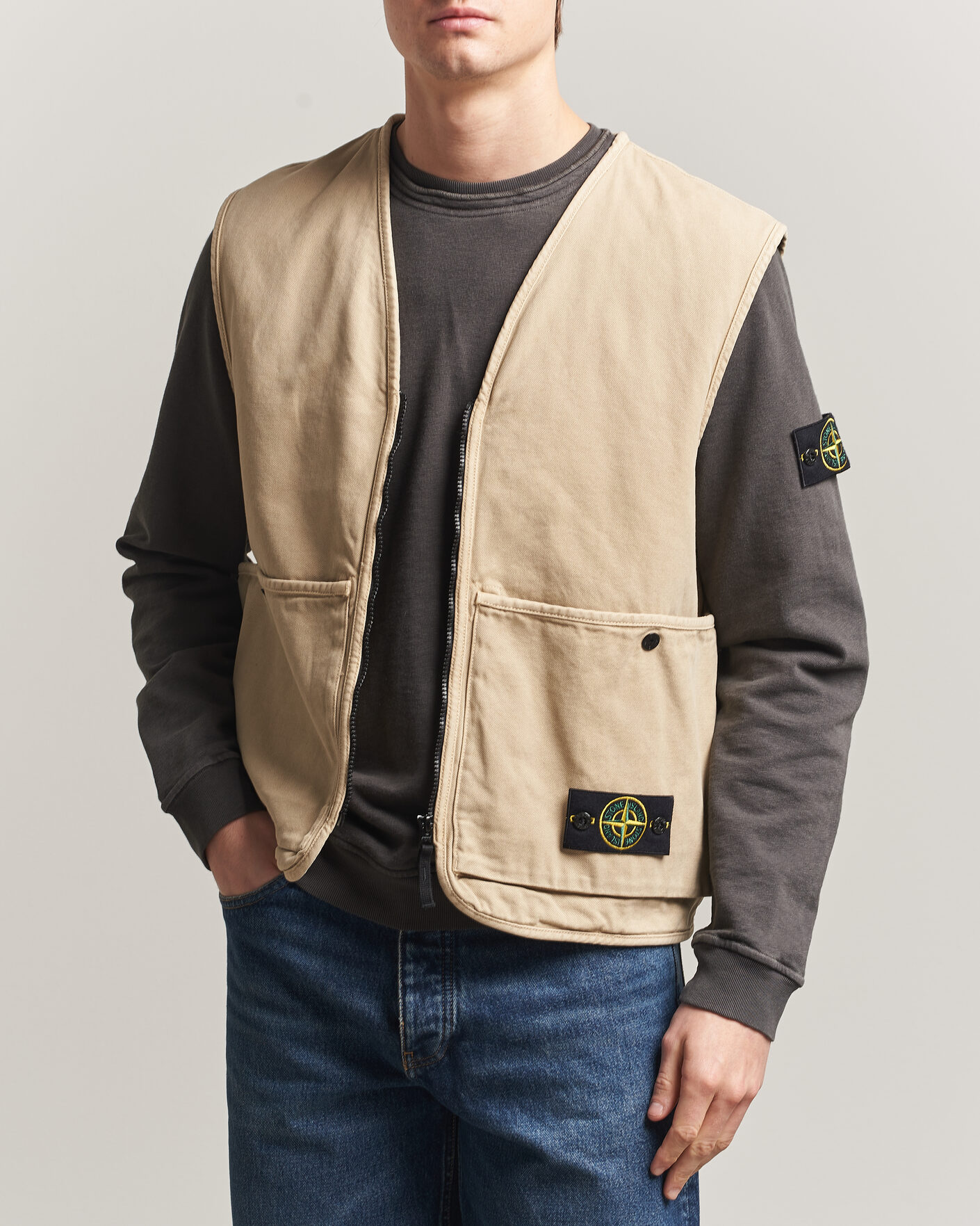 Hombres | Chalecos | Stone Island | Organic Panama Cotton Padded Vest Desert