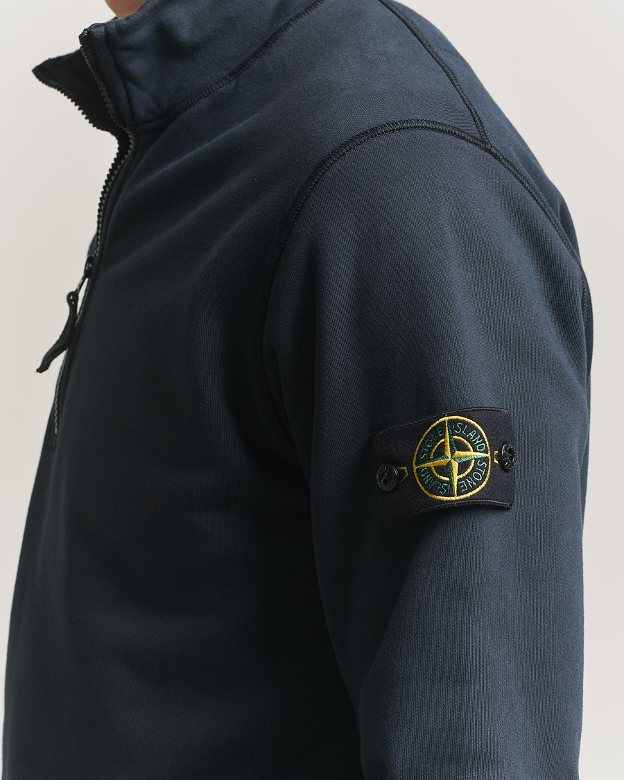 Hombres | Jerséis y prendas de punto | Stone Island | Garment Dyed Fleece Half Zip Navy