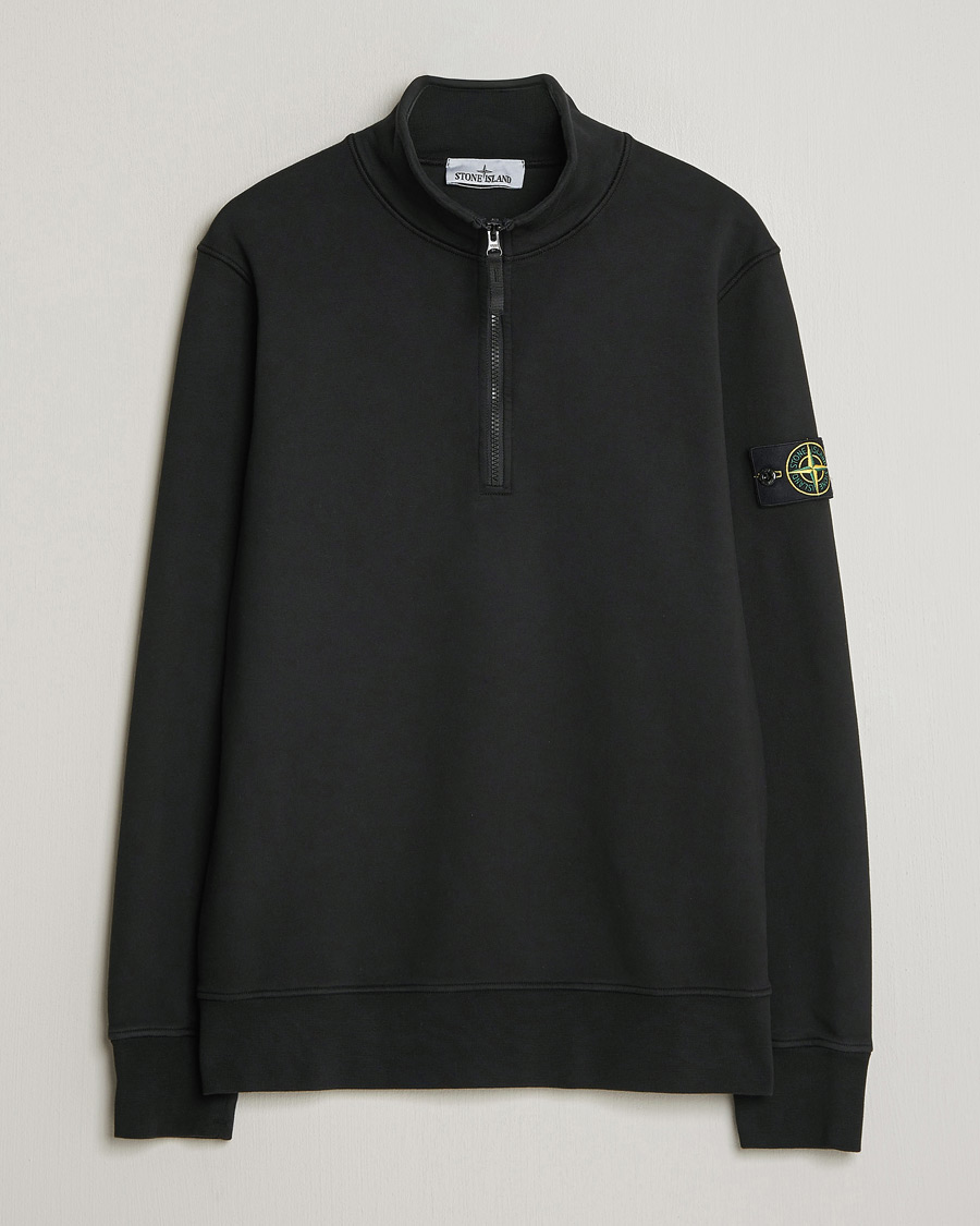 Hombres | Jerséis y prendas de punto | Stone Island | Garment Dyed Fleece Half Zip Black